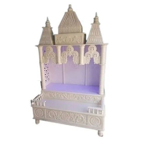 Polished Finish White Marble Temple - 5.2 x 3 x 1.5 Feet, Handmade Indoor Water-Resistant Design