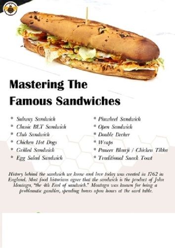 Learn To Make Famous Sandwiches Diploma Coaching Classes