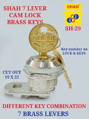 Cam Locks - Metal, 19x22 Cut Out Size, Silver Color | Secure 7 Lever Mechanism, Easy Installation, Includes 2 Durable Brass Keys