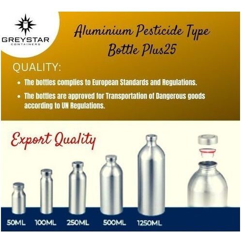 Silver 50 Ml -1250Ml Capacity Aluminum Anodized Bottle