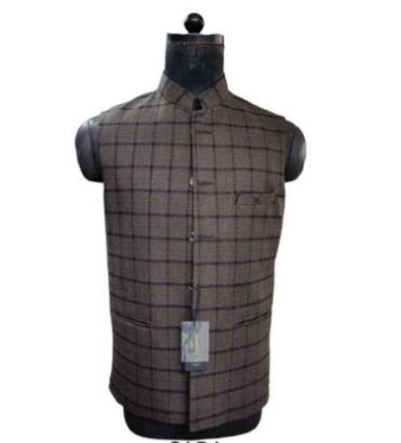 Sleeveless Check Pattern Mens Waistcoat