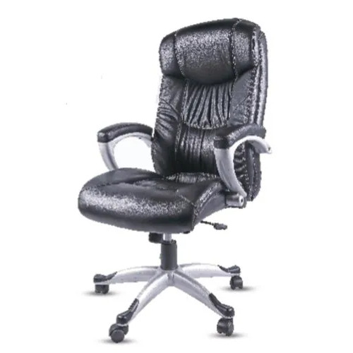 Premium Quality Leather Chair - 18-19 Inches Adjustable Height, High Back Design in Black