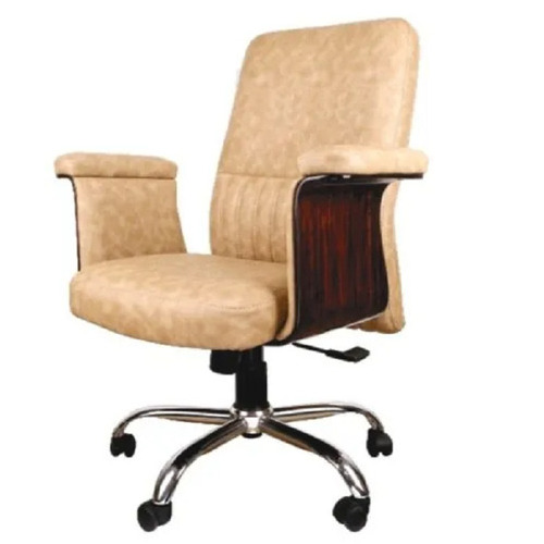 Premium Quality Chair - Leather Material, Height Adjustable 18-19 Inches, Brown Color | Durable, Eco-friendly, Medium Back Design