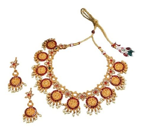 Ruby Beads Stones Gold Plated Jewellery Necklace Set