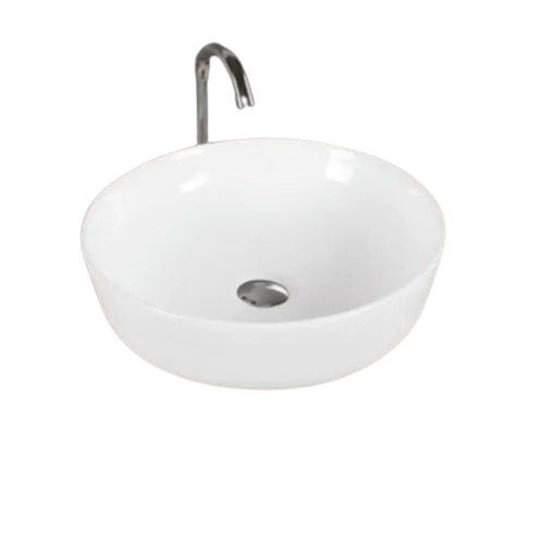 Ceramic Round Table Top Wash Basin - Glossy Finish Easy To Clean Eco Friendly Corrosion Resistant Crack Proof