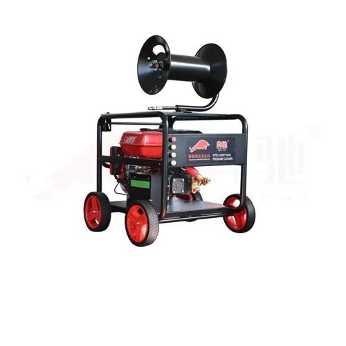 High Pressure Cleaner - 30L Metal Design | Cold Water Cleaning, Red and Black, Industrial Use, Compact with Pneumatic Shock-Proof Tires
