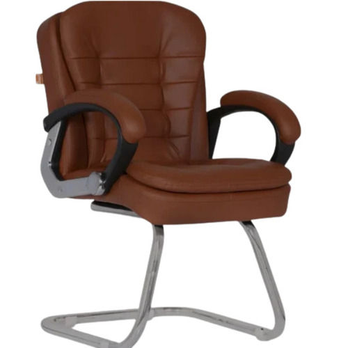 Light Weight Brown Leather Seat And Medium Back Based Office Visitor Chair