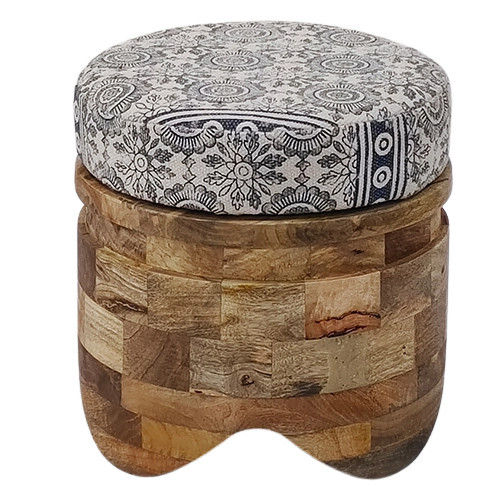 Cotton Printed And Hand Crafted Wooden Stool