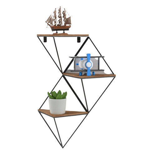 Wooden And Metal Wall Shelf Height: 54.5  Centimeter (Cm)