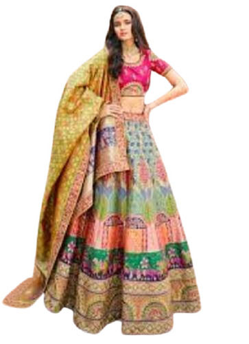 Party Wear Multi Color Banarasi Ladies Fancy Lehenga