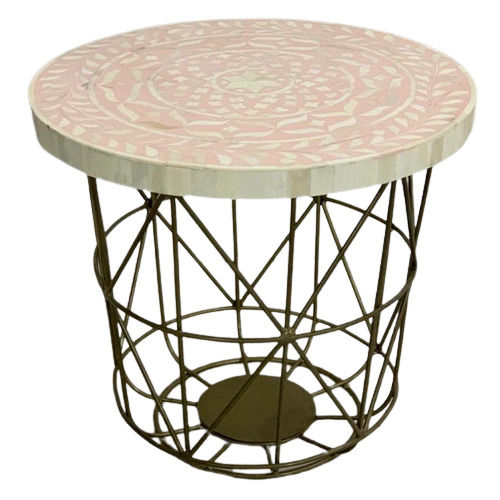 Bone Inlay D45 Side Table With Brass Base Dimension(L*W*H): 45*45*45