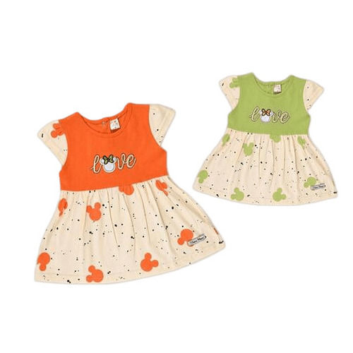 Girls Short Sleeve Round Neck Printed Frock Age Group: Children