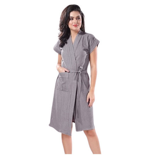 Terry S1 118 Short Sleeves Grey Bathrobe For Women