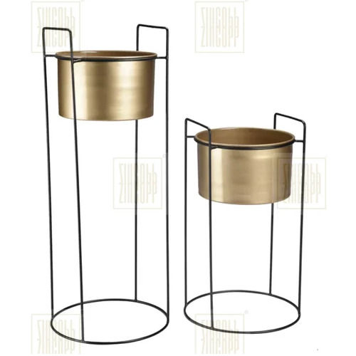 Golden And Black 10.5*29.5 Cm Decorative Planter Stand With Pot