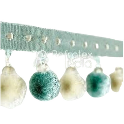 Decorative Staple Bead Pom Pom Fringe