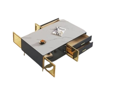 Modern Polished Side Table - Foldable Design, Eco-Friendly Brown and Black Finish | Durable and Easy to Clean for Drawing Room Use