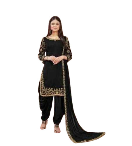 Salwar Kameez - Cotton Fabric, Customized Size, Black Color | Ethnic Printed Design, Breathable, Light Weight, Washable, Full Sleeves