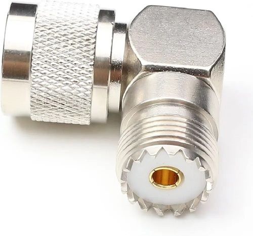 Silver Right Angle Uhf Male To Uhf Female Rf Adapter