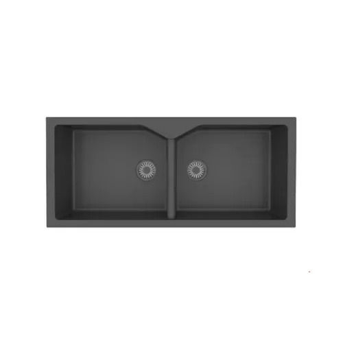 Double Bowl Quartz Kitchen Sink - Color: Black