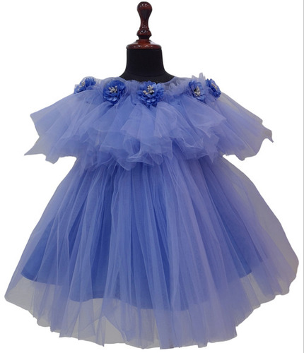 Party Wear Kids Frock With Layered And Flower Design Age Group: 1-4