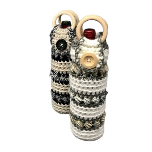 Black Mwb102 13 Inch Acrylic Macrame Wine Bottle Bag