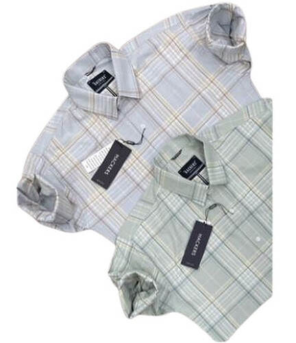 Full Sleeve Cotton Check Shirt Collar Style: Classic