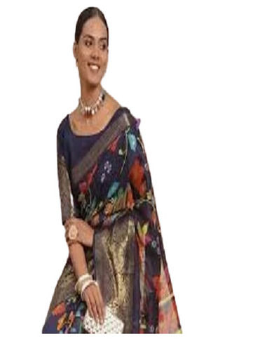 Etp Filter Press Party Wear Lightweight Shrink Resistant Printed Designer Chanderi Sarees For Ladies