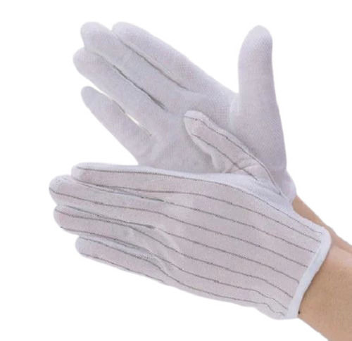 Comfortable Fit Full Finger Plain Esd Dotted Hand Gloves For Safety Purpose