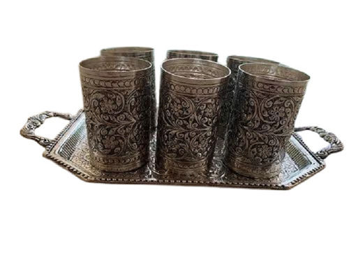 Lightweight Round Shape Polished Finish Silver Water Glass Set