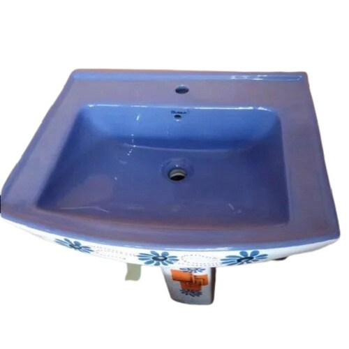 Wall Mounted Square One-Piece Ceramic Wash Basin - Long Life, Supreme Quality, Easy to Install, Lightweight, Easy to Clean, Water Resistant, Scratch Resistant, Customized Size, Plain Design