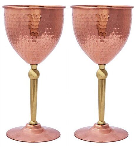 Customized Color Classic Design Copper Finished Brass Hammered Goblet Set Of 2 For Gift