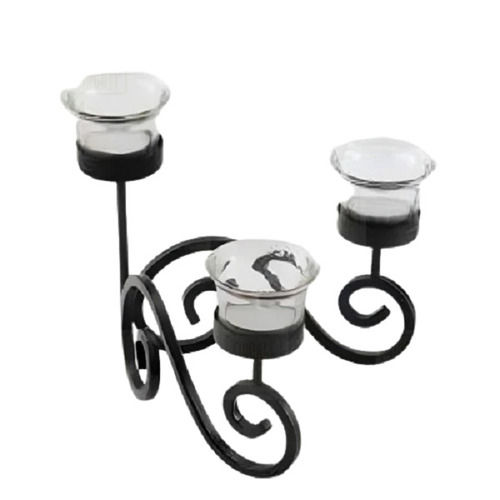 Coated Iron Black Decorative Tealight Candle Holder