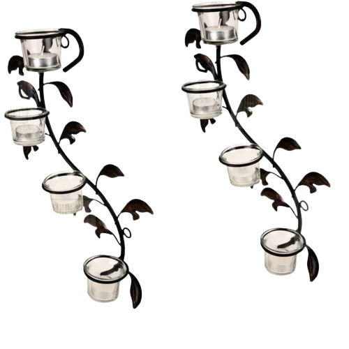 Coated Iron Set Of Wall Sconce T Light Candle Holder