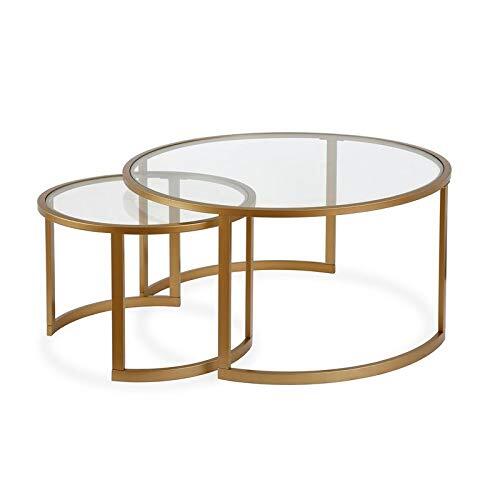 Z R Exports Mirror Top Gold Plated Iron Coffee Tables Set Of 2 For Living Room