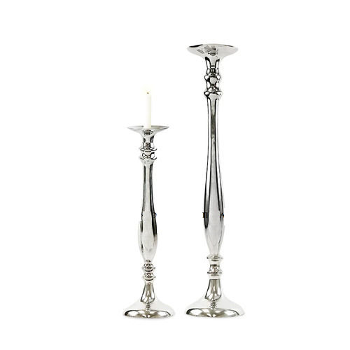 Coated Silver Round Aluminium Pillar Candle Holder