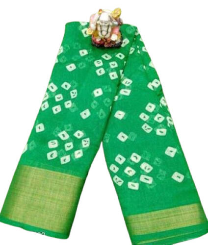 Casual Ladies 6.3 M Length Green Printed Cotton Saree