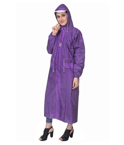 Long Shape Plain Pattern Womens Raincoat  By Sincere