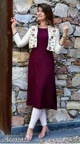 Ladies 3/4th Sleeves Rayon Kurti For Casual Wear