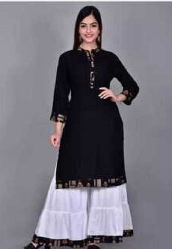 Ladies Black Georgette Kurti For Casual Wear