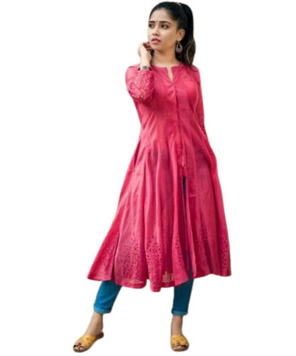 Round Neck 3/4th Sleeves Women Short Kurti