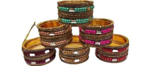 Party Wear Lightweight Skin-Friendly Round Shape Metal Fancy Bangles For Ladies 