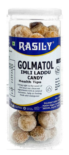 White Rasily Golmatol Imli Laddoo Digestive Candy Can Pack