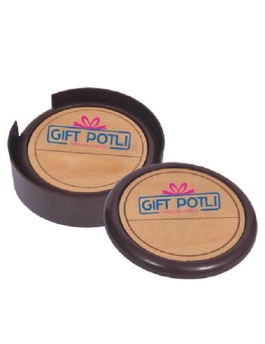 Multiple Promotional Gifting New Round Wooden Coaster Set Of 4 