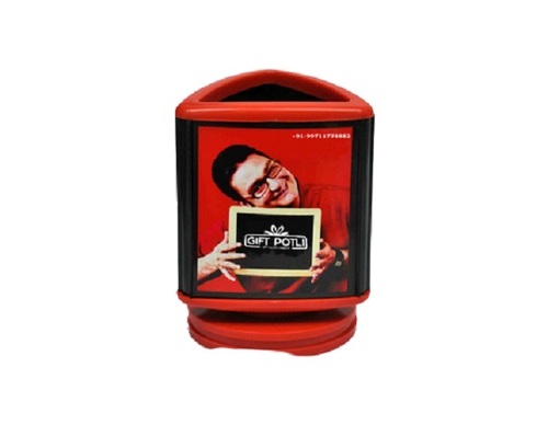 Revolving Triangular Tumbler Pen Stand - Plastic, Standard Size, Multicolor | Space Saving Design Perfect For Corporate And Promotional Gifting