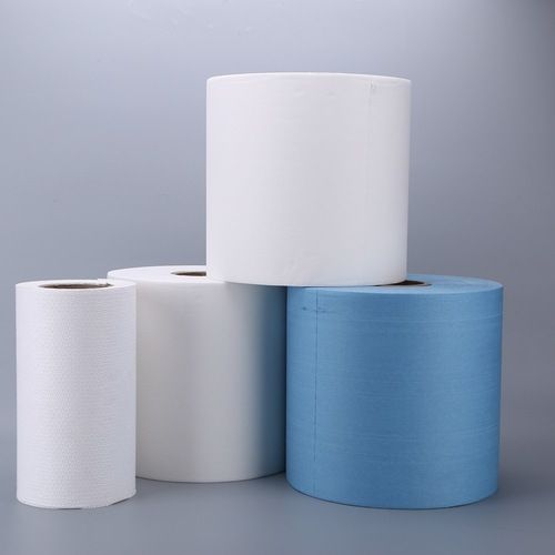 Industrial wiping paper multi-purpose large roll paper dust-free paper clean dust removal oil absorption absorbent paper white blue wiping cloth wood pulp spunlaced non-woven fabric