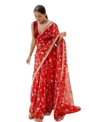 Red Printed Party Wear Saree