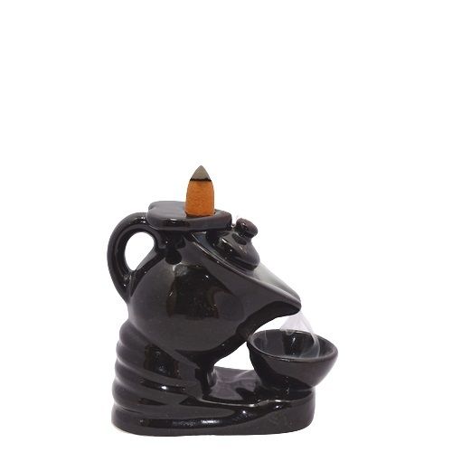 Ceramic Kettle Black Back Flow Smoke Fountain