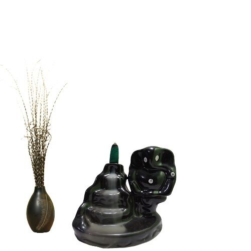 New Ceramic Step with Black Ganesha Black Back Flow Smoke Fountain 