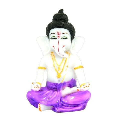 Painting Resin Sitting Purple Ganesh Statue