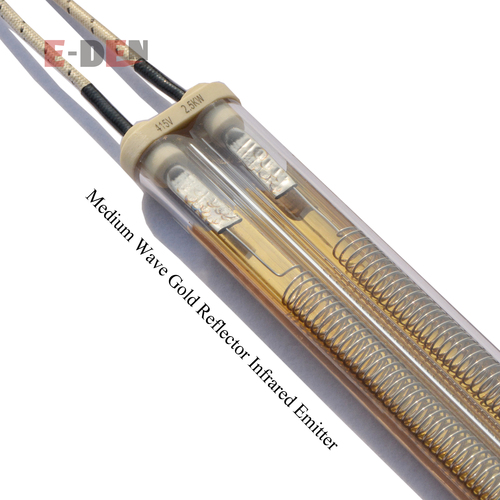 415v 2500w 1100mm Medium Wave Quartz Infrared Emitter Gold Reflector